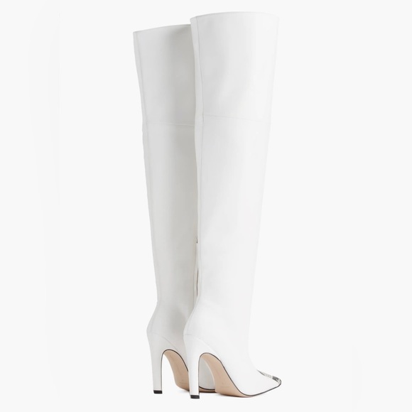 π₯The Koko Good American Over The Knee Snake Embossed Boots New White Sold Out - Picture 5 of 9